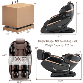 Enjoyment 23-3D Double SL-Track Electric Full Body Zero Gravity Massage Chair with Heat Roller-Brown