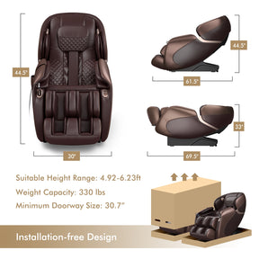 Therapy 03 - Full Body Zero Gravity Massage Chair Recliner with SL Track-Brown