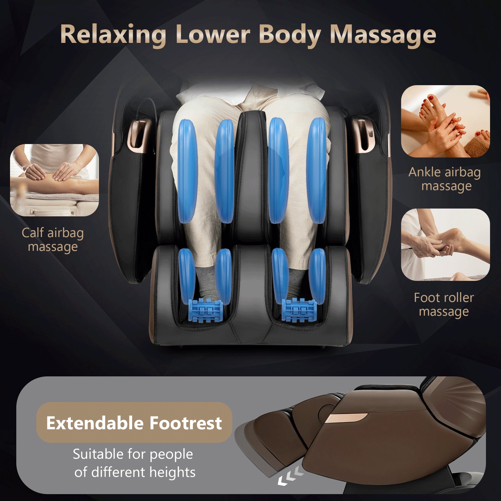 Therapy 21 - 3D SL-Track Electric Full Body Zero Gravity Shiatsu Massage Chair with Heat Roller-Brown