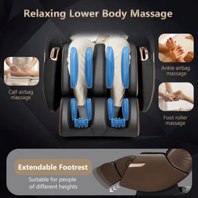 Therapy 21 - 3D SL-Track Electric Full Body Zero Gravity Shiatsu Massage Chair with Heat Roller-Brown