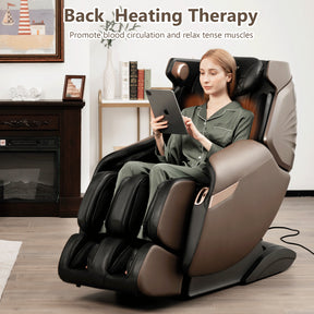 Therapy 21 - 3D SL-Track Electric Full Body Zero Gravity Shiatsu Massage Chair with Heat Roller-Brown