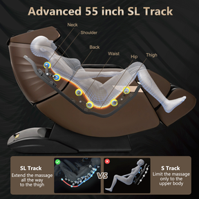 Therapy 21 - 3D SL-Track Electric Full Body Zero Gravity Shiatsu Massage Chair with Heat Roller-Brown